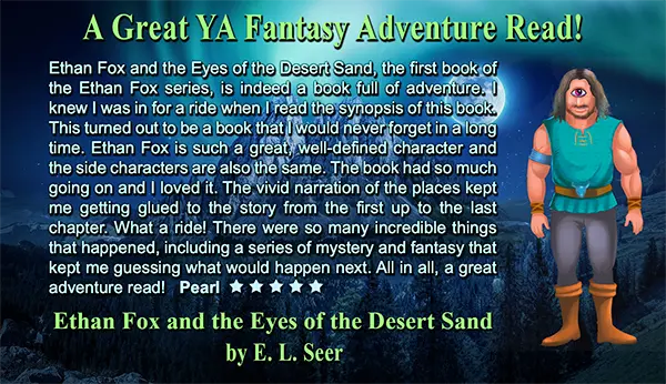 Azron presents five-star review for Ethan Fox and the Eyes of the Desert Sand, showcasing Ethan Fox activity books.