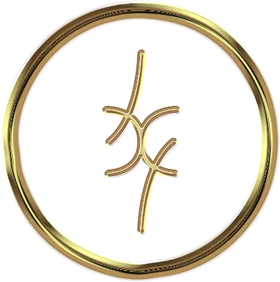 Gold seal of Creator Driveous from Atlantis, associated with elemental world of pyrodevlin Newton in Ethan Fox Books series