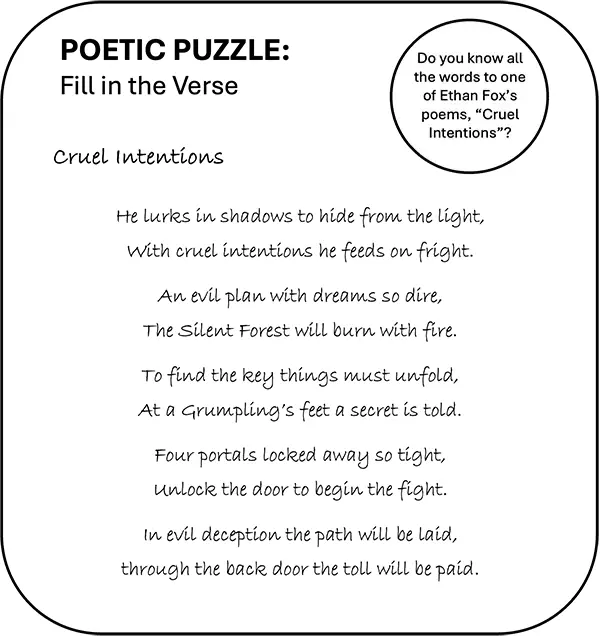 Interactive Poetic Puzzle for ‘Cruel Intentions’ Solution in the Ethan Fox June 2024 newsletter, reader challenge