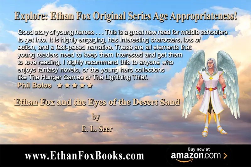 Image of character Nicholas alongside a 5-star review highlighting the Ethan Fox original series age appropriateness.