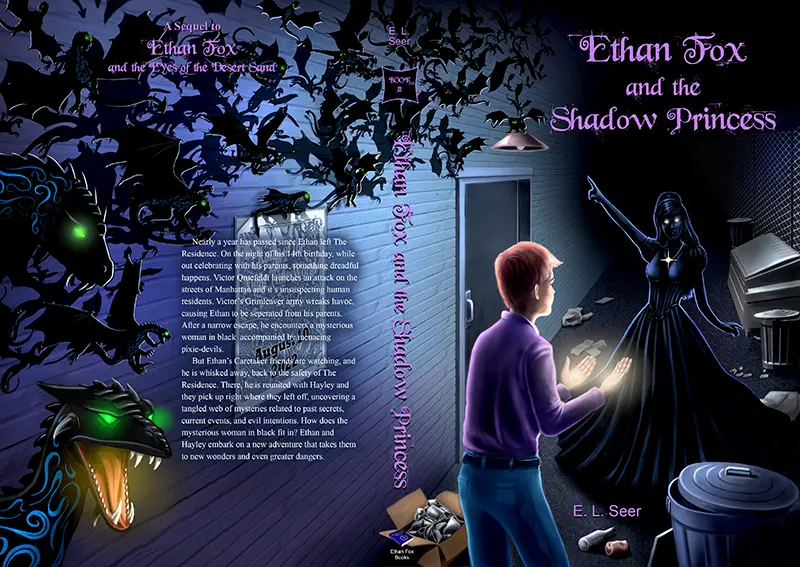 Full cover (front and back) of “Ethan Fox and the Shadow Princess” book by E.L. Seer in the Ethan Fox Books series