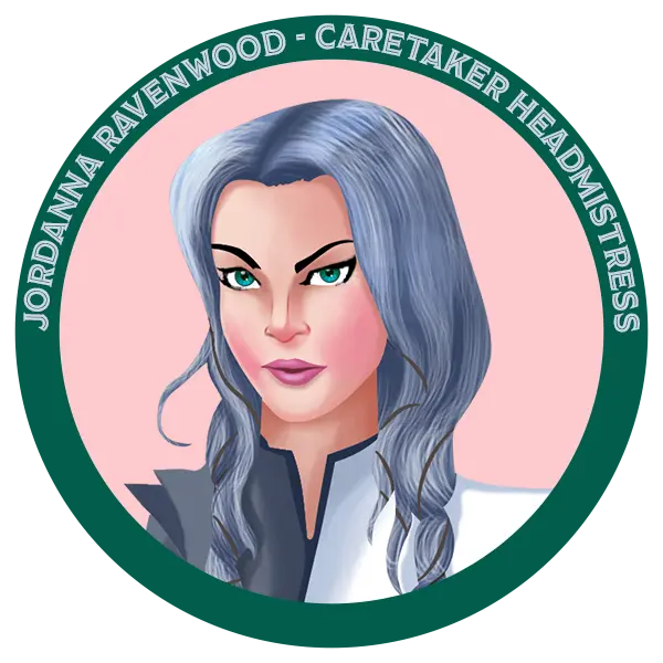 Captivating avatar of Jordanna Ravenwood, Caretaker Headmistress from the Ethan Fox Books series.