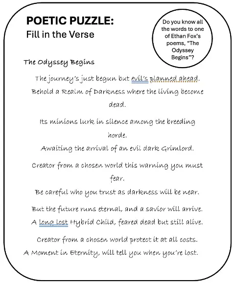 Interactive Poetic Puzzle for ‘The Eyes of the Desert Sand’ Solution in the Ethan Fox September 2024 newsletter, reader challenge