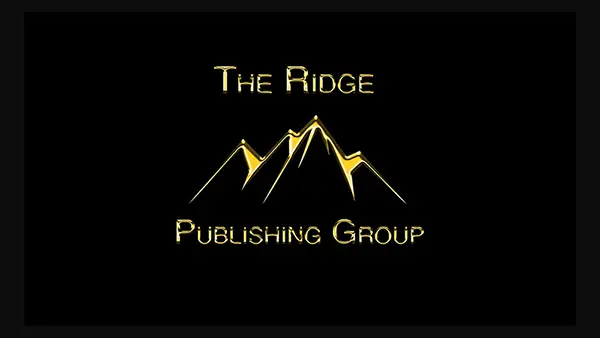 Logo of The Ridge Publishing Group featuring gold mountain peaks on a black background.